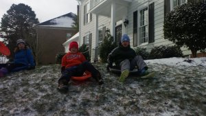 children sledding
